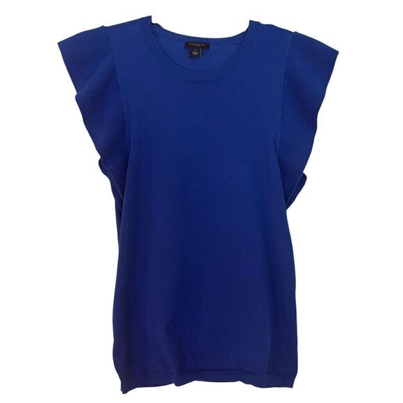 Ann Taylor blue ruffled sleeve knit top size small - Picture 1 of 9